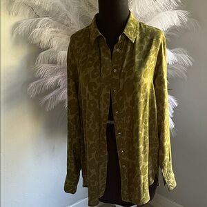 Scotch & Soda Olive Green Leopard-Print Shirt Jacket